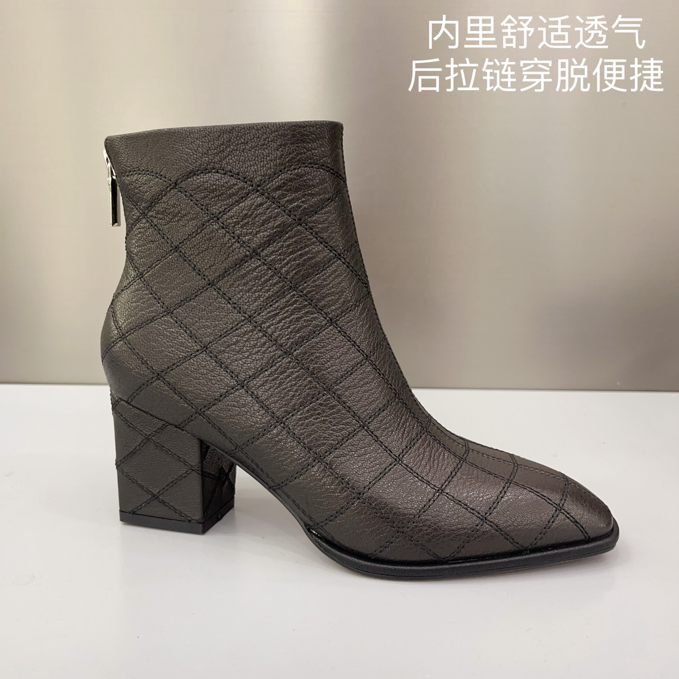 迷尔雅专柜高定欧货真皮女鞋2024新款GGCC同时尚潮流格纹时装短靴