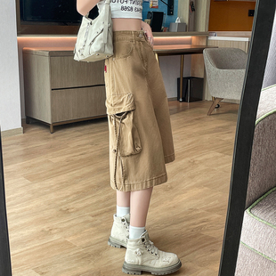 五分短裤 休闲百搭女裤 中裤 夏季 马裤 宽松阔腿大口袋工装 半身裤 新款