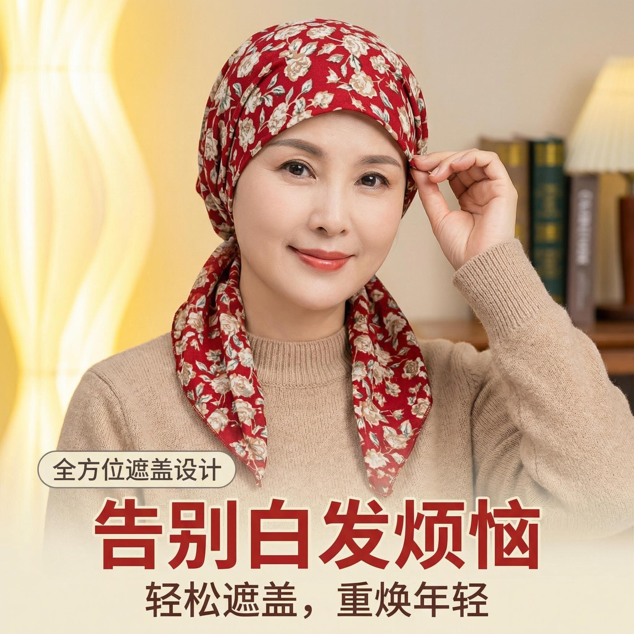 2026新款头巾包头帽子女春秋薄款发带帽头饰时尚百搭遮盖白发帽女