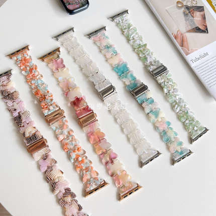 适用AppleS10苹果手表表带新款蝴蝶树脂iWatch87se46轻便小清新女