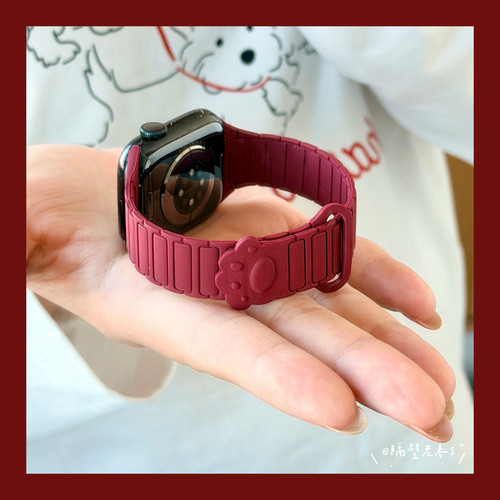 适用watchS11表带细款硅胶力磁吸