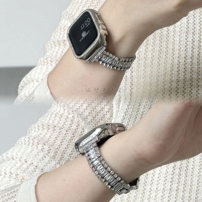 适用iwatch表链细款满钻金属表带