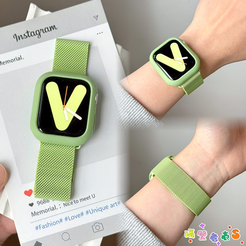 适用watchS10表带强力磁吸金属透