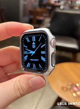 适用苹果手表S10保护壳镭雕半包防摔applewatch987SE532保护套46