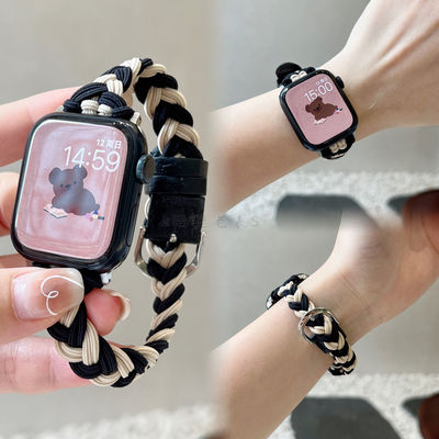 适用watchS10表带细弹力尼龙编织