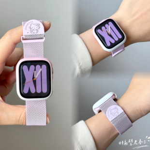 适用苹果手表带apple watch11双节米兰KT猫金属磁吸iwatch9SE87女