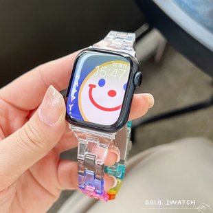 適用蘋果手表S10代iWatch亞克力小蠻腰透明表帶Applewatch987se46