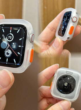 适用苹果手表Apple watchS10防摔TPU半包软保护壳iwatch9se透明套