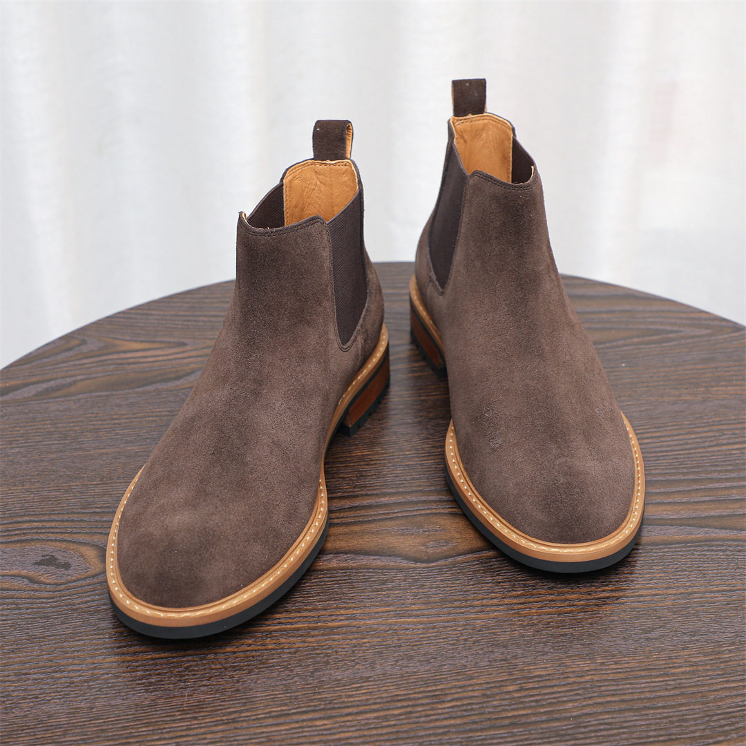 2026秋冬款男士翻毛皮切尔西皮靴经典英伦复古风户外工装马丁鞋靴