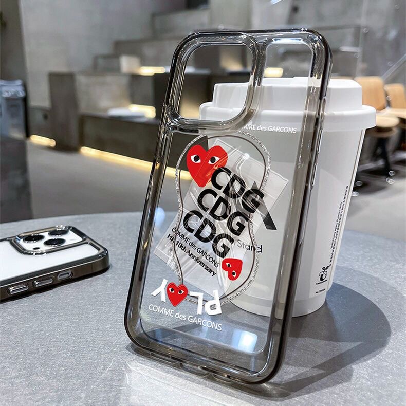潮牌CDG拼贴苹果13手机壳iPhone12promax透明太空壳防摔川久保玲