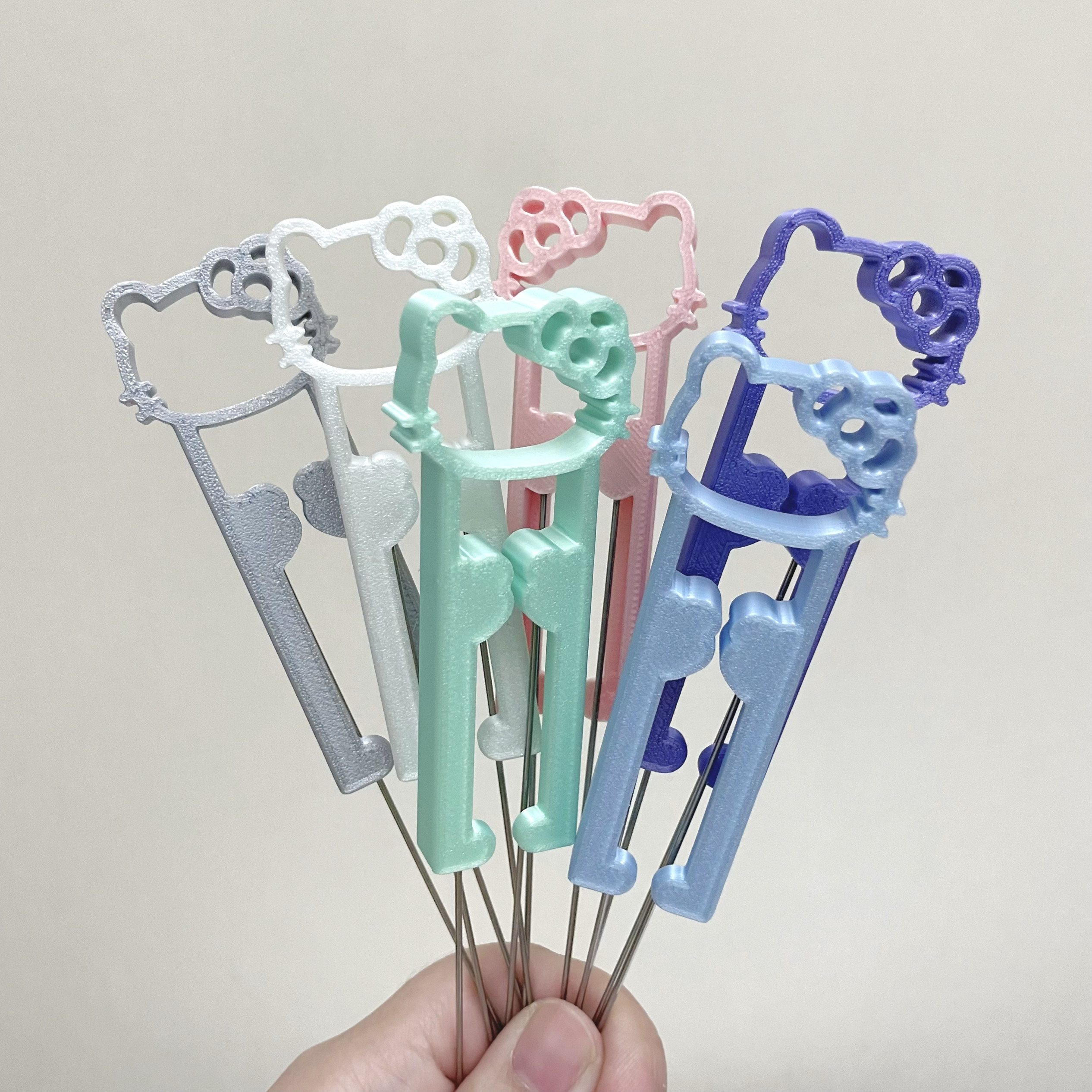 林桃子珠光拼豆笔手工可爱镊子2.6mm拼豆单针双针60/70豆针笔工具