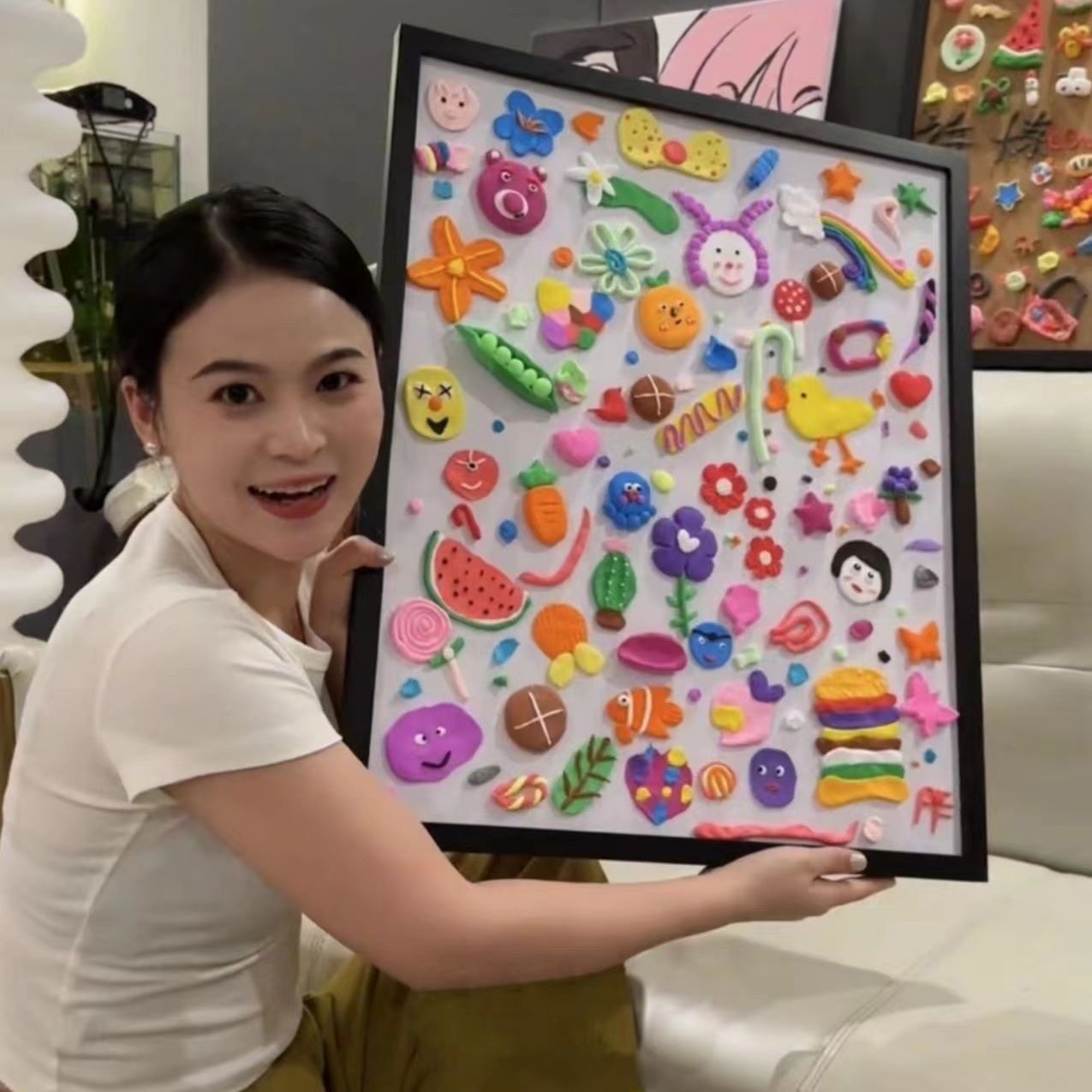 许炼同款超轻粘土Diy相框24寸50*60cm创意手工情侣闺蜜礼物画框