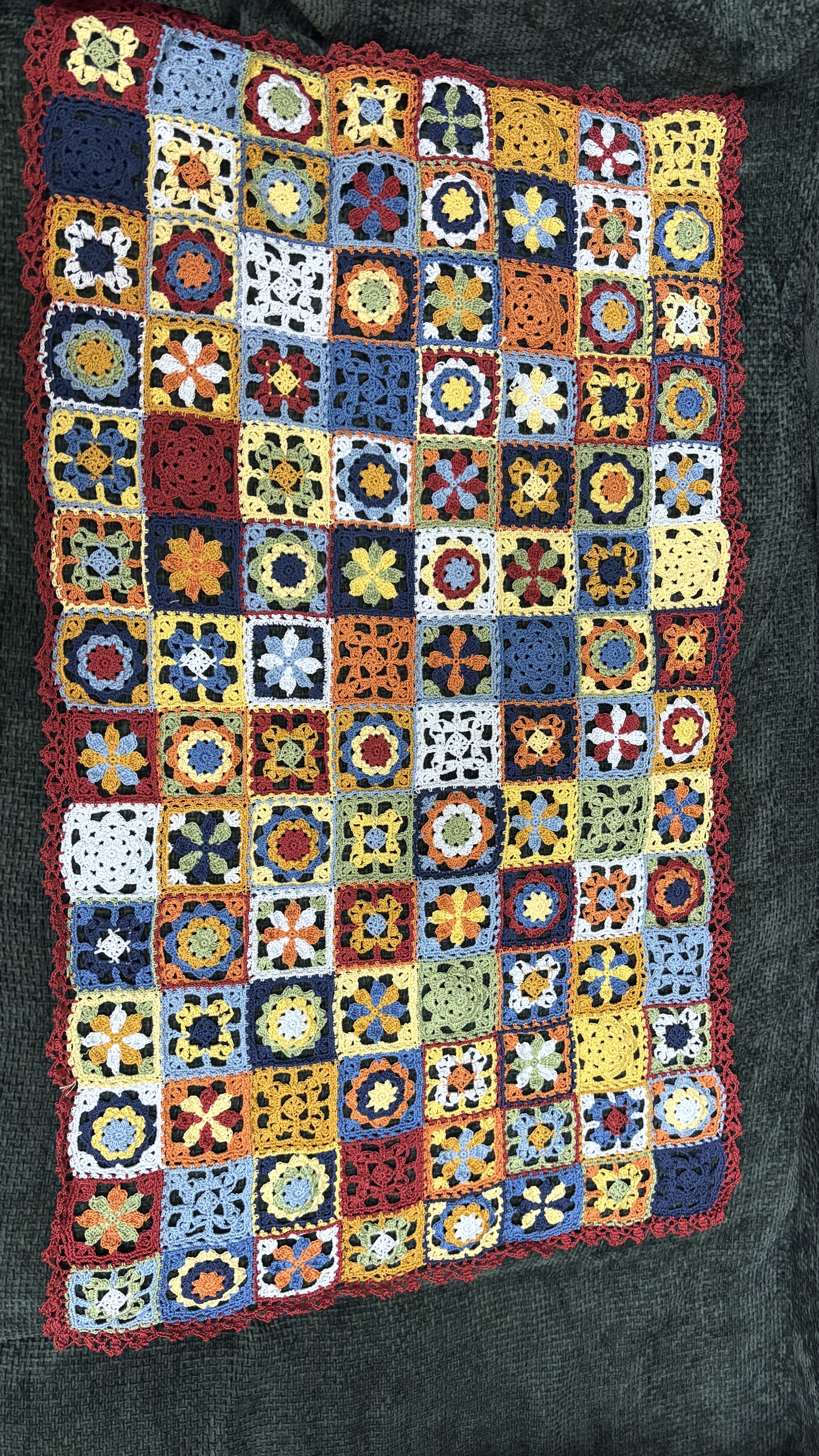 （代钩）墨西哥花砖毯苏苏姐家钩织自制盖毯