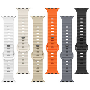 适用苹果手表Apple watch ultra3氟橡胶波漾手表带 iwatch10表带