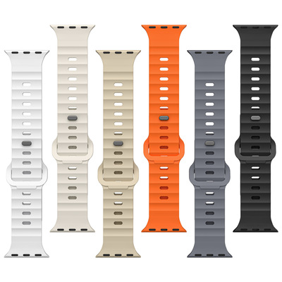 适用苹果手表Apple watch ultra3氟橡胶波漾手表带 iwatch10表带
