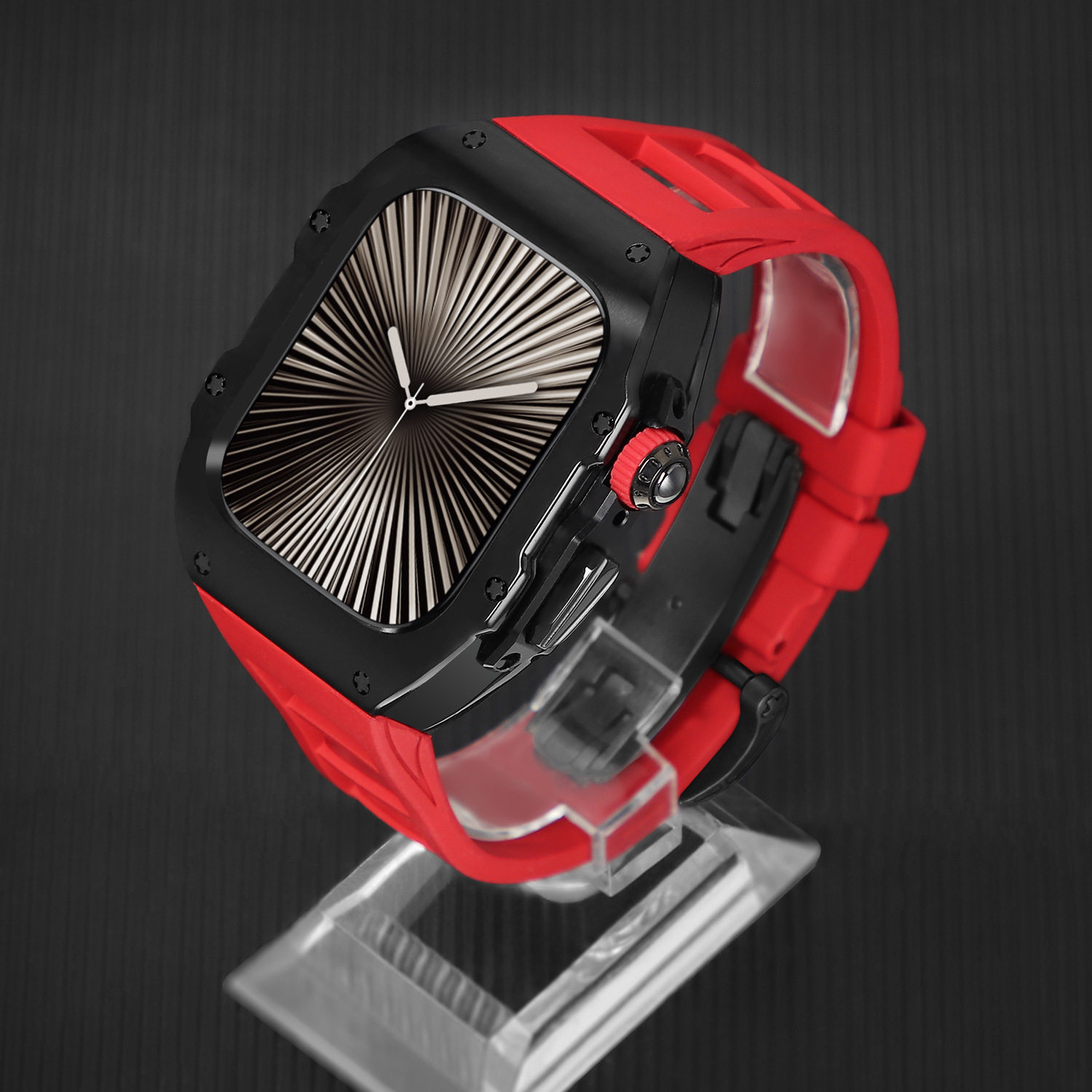 适用于苹果手表iwatch S10 42mm不锈钢改装表壳氟橡胶表带46mm316