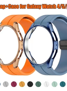 适用三星watch7ultra橡胶表带Galaxy Watch647mm钛金属折叠扣带框