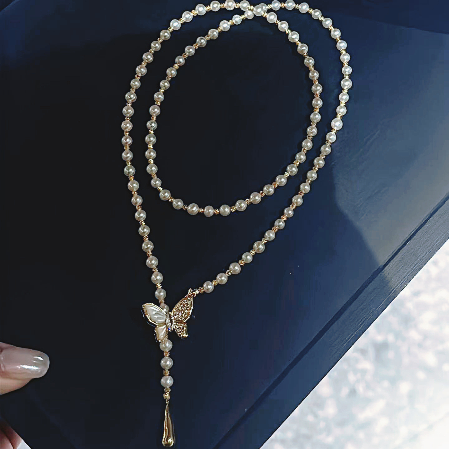 极光！天然珍珠设计款蝴蝶一款多戴毛衣链项链,珠宝/钻石/翡翠,颈饰,淘宝优惠券,粉丝福利购,淘宝优惠卷