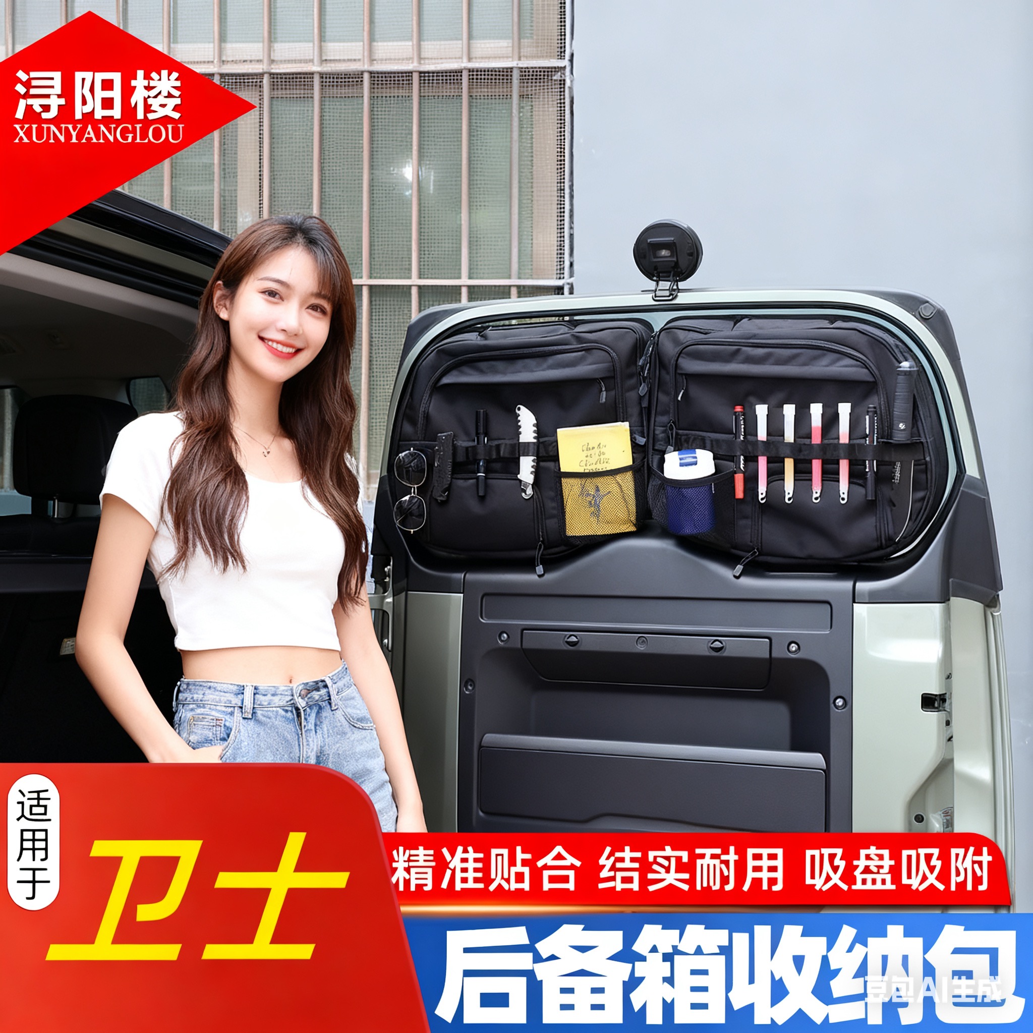 适用于20-25款路虎卫士110/90/130后备箱窗包尾门拓展收纳包改装