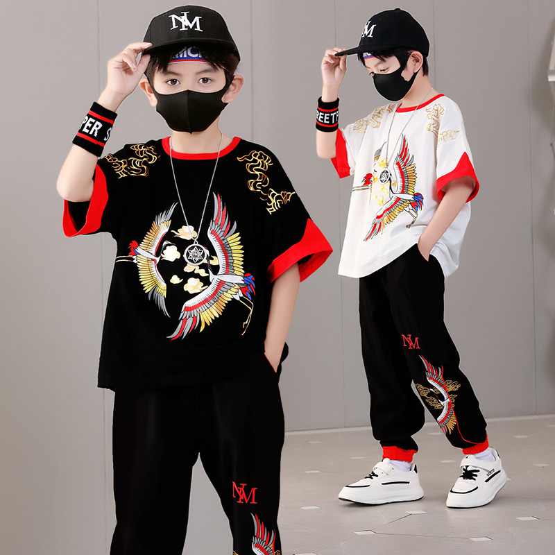 新中式汉服男童短袖长裤套装图片