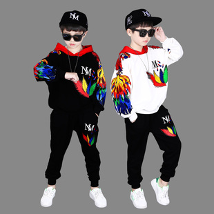 6-7岁中大男童长袖卫衣套装秋季新款帅气8男孩冬装连帽衫潮范童装