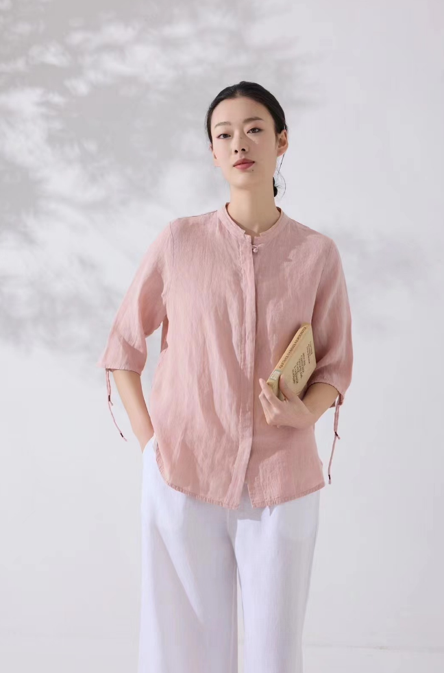 私人定制女士夏装2024年新款韩版时尚纯色宽松气质百搭短袖衬衫潮