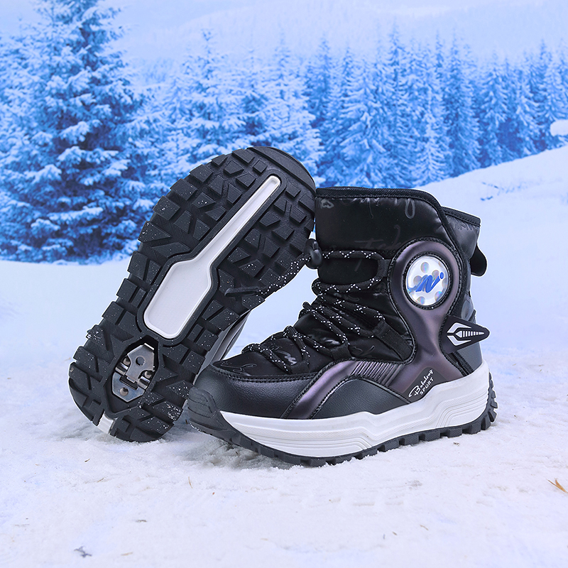 36l℃儿童雪地靴冬季加绒加厚保暖防滑男童大棉鞋中大童东北棉靴