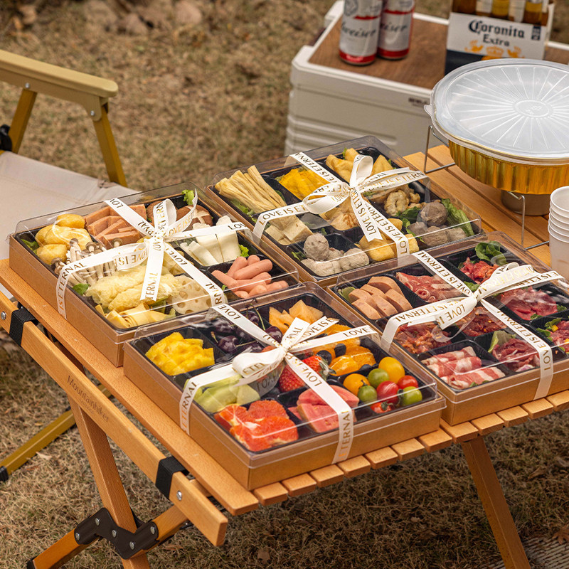 烘焙包装盒子装零食手提丝带的礼盒透明空水果打包盒方形水果野餐