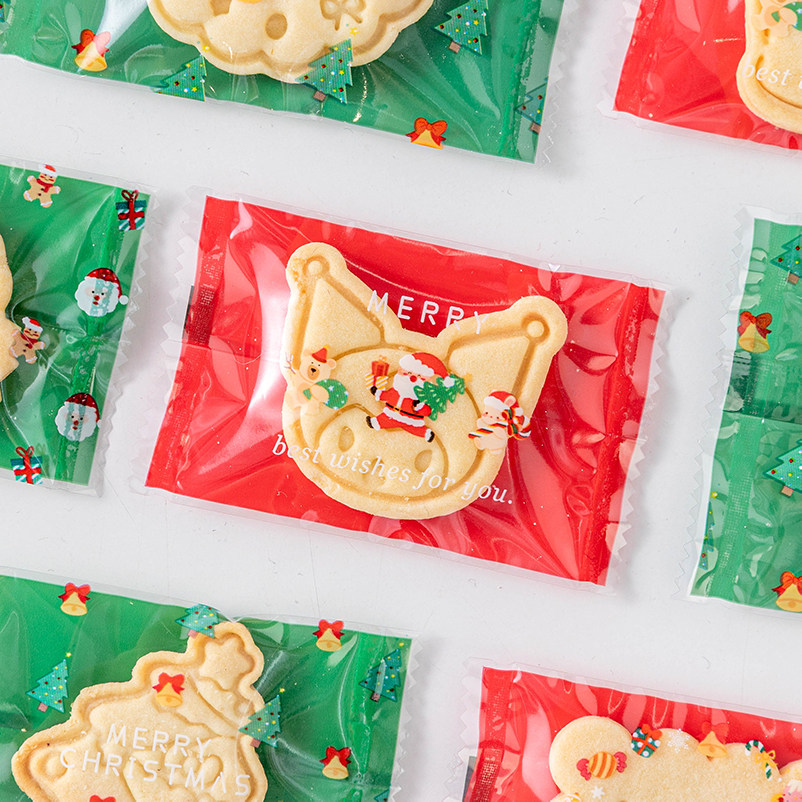 节日雪花酥饼干包装袋子封口机圣诞单独立小牛轧糖果小曲奇打包