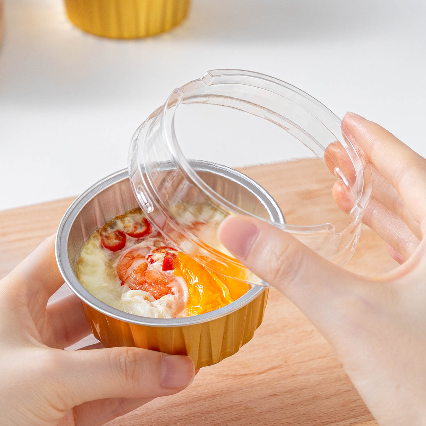 锡纸碗铝箔带盖空气炸锅用的耐高温一次性食品级小号烤箱专用烘焙