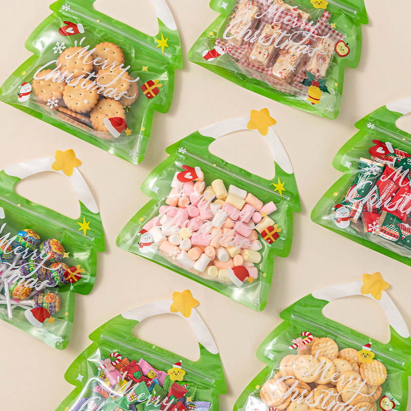 圣诞雪花酥包装袋子手提自封口