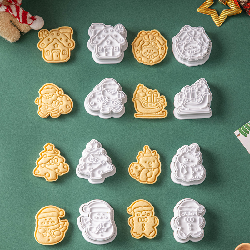圣诞曲奇饼干模具按压式圣诞树姜饼人卡通饼干模糖霜翻糖装饰切模