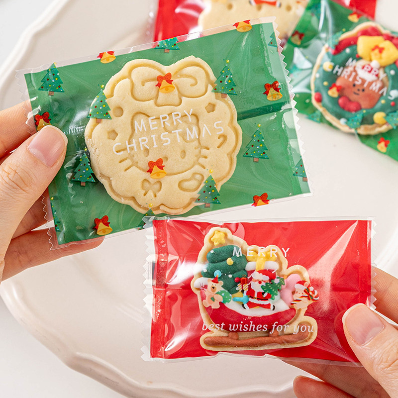 圣诞节日雪花酥饼干包装袋子封口机单独立小牛轧糖果小曲奇打包