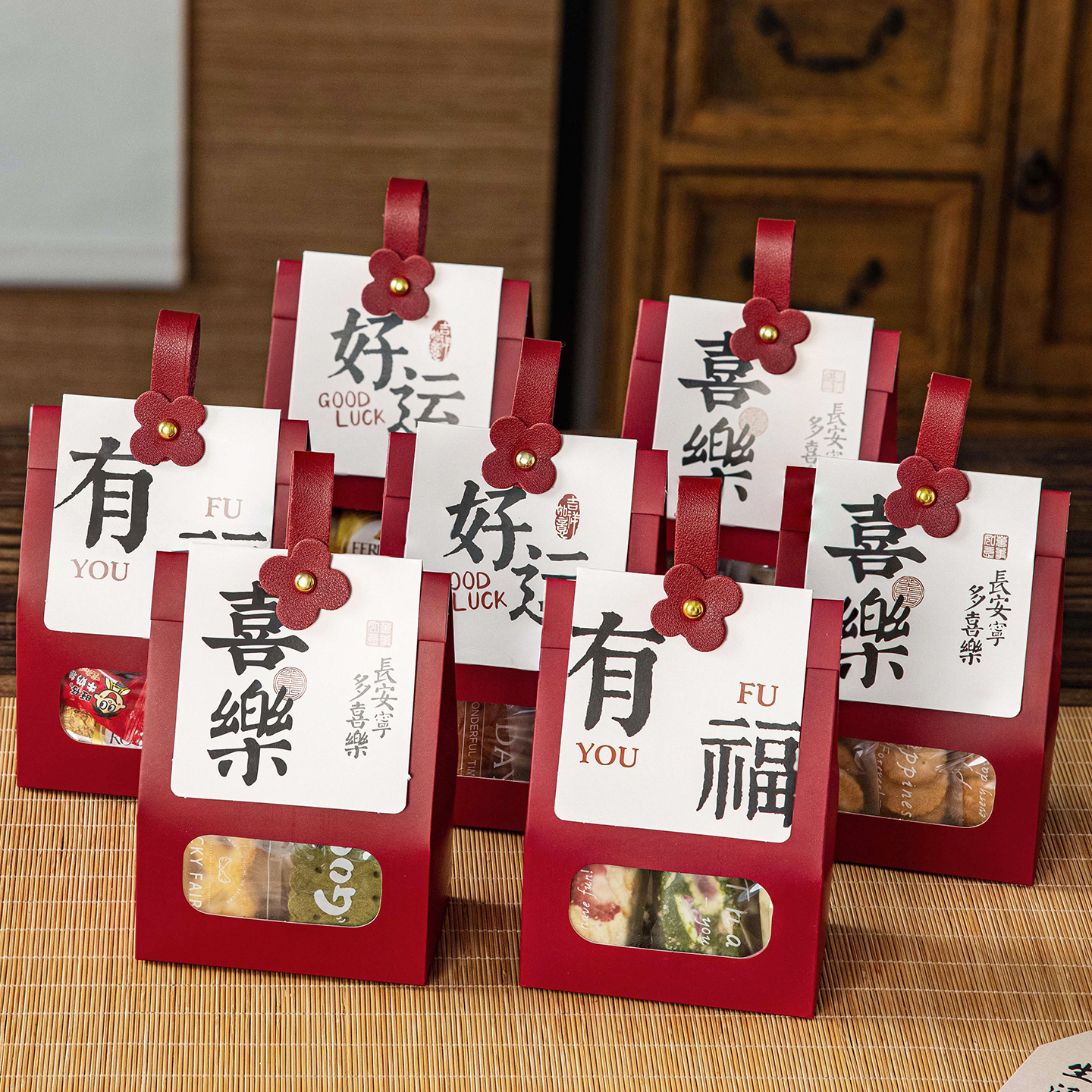 礼品袋子空伴手提小号迷你雪花酥饼干糖果红色纸高级打包装物送人