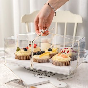 透明纸杯蛋糕包装盒子六6粒装四4加高十二12马芬手提甜品打包烘焙