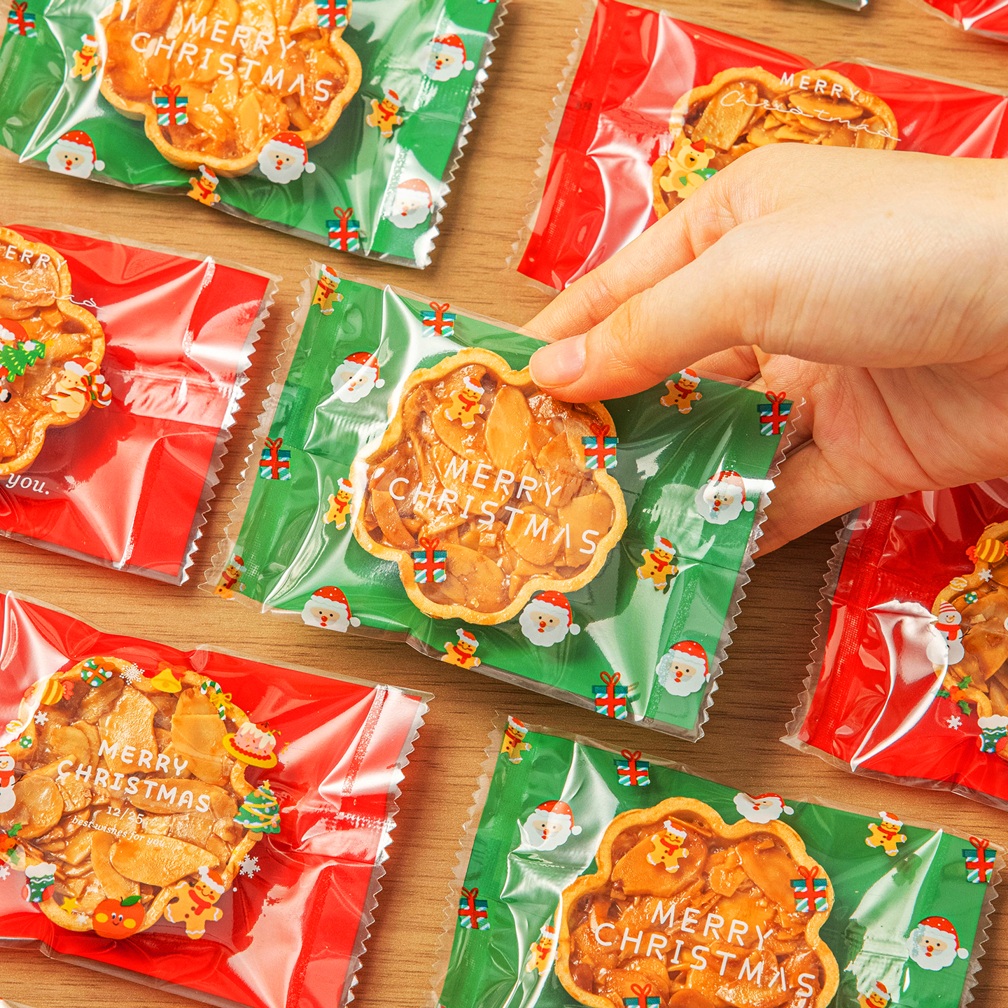 圣诞节糯米船包装袋独立单个机封曲奇饼干雪花酥糖果烘焙礼品盒子