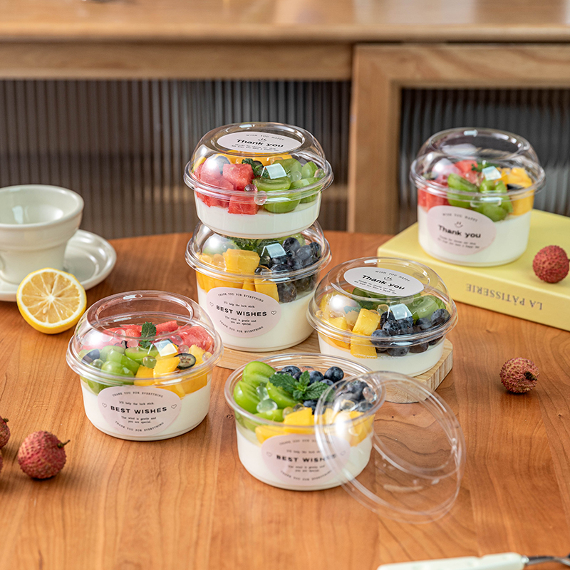 圓形帶蓋甜品布丁杯子一次性透明