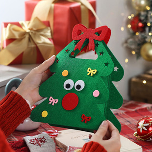 圣诞节礼品袋子平安夜苹果礼盒手提毛毡袋礼物包装高级感儿童大号