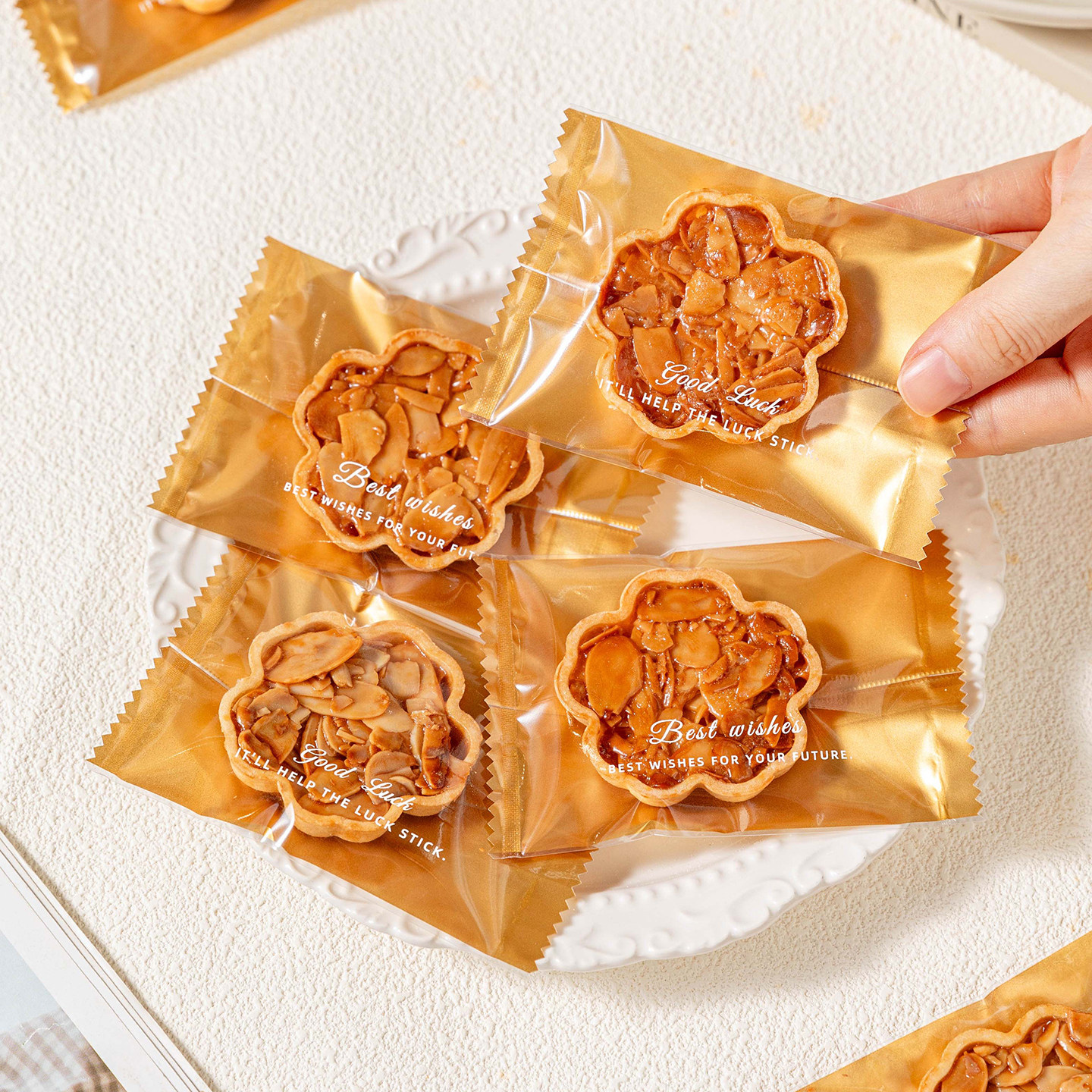 樱花糯米船包装袋单独立小机封饼干雪花酥糖果烘焙打包透明食品级