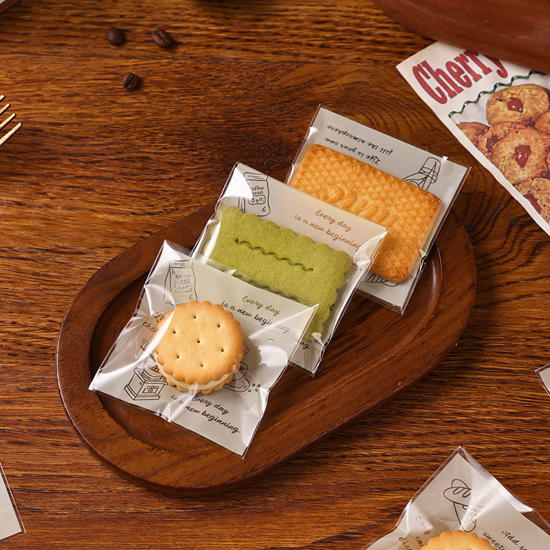 饼干自制封口袋雪花酥手工烘焙曲奇小包装袋子独立透明自粘食品级