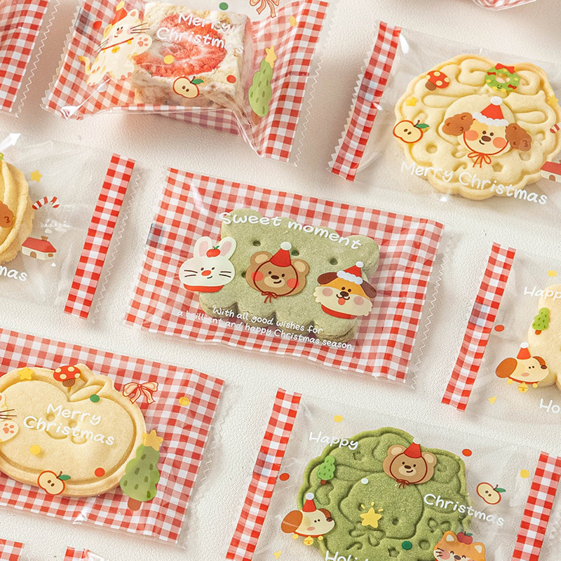 饼干雪花酥独立小包装袋子圣诞节日封口机单透明牛轧糖果小曲奇打