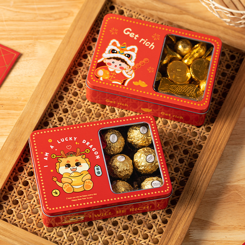 马年创意新年开窗铁盒包装盒礼盒烘焙巧克力糖果曲奇饼干盒铁罐