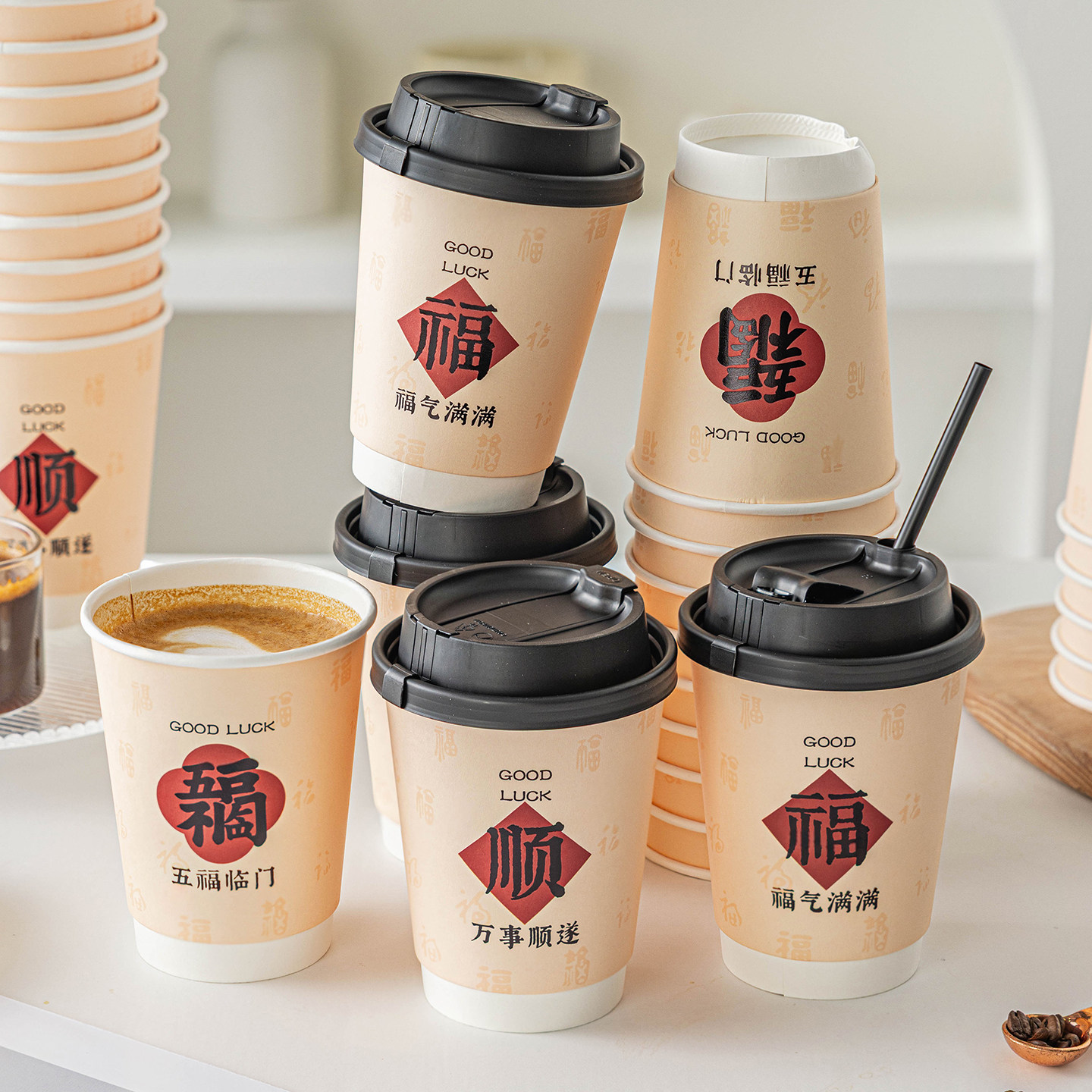咖啡一次性纸杯家用加厚食品级豆浆耐高温热饮防漏奶茶外出便携带