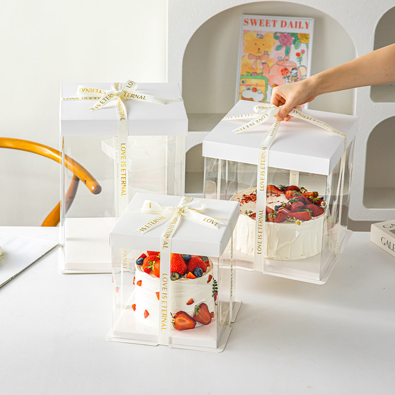 蛋糕盒子包装盒一次性方形4四寸6六寸八1012十二生日打包双三加高