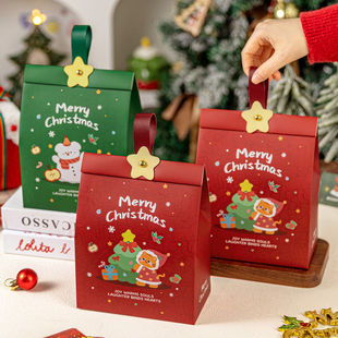 圣诞礼品袋物手提袋子空盒平安夜耶诞节伴手迷你小儿童饼干糖果包