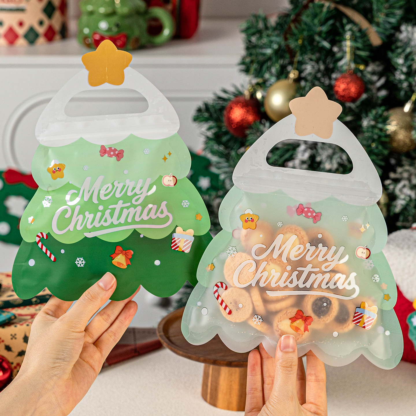 圣诞饼干包装袋2025新款雪花酥自封密袋烘焙牛轧糖果曲奇磨砂拉链