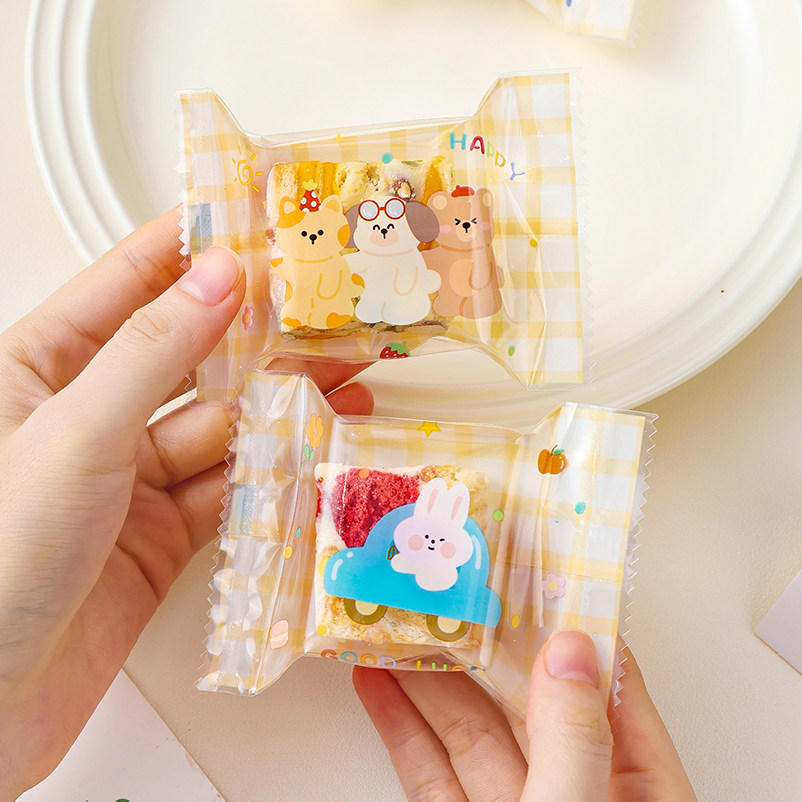 雪花酥饼干单独立小包装袋食品级机封口烘焙曲奇太妃糖果打透明自