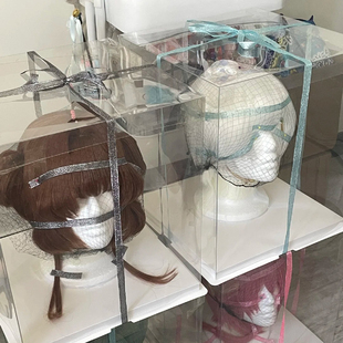 蛋糕盒cos假发头模展示架模特道具整理透明防尘保护罩桌面收纳盒