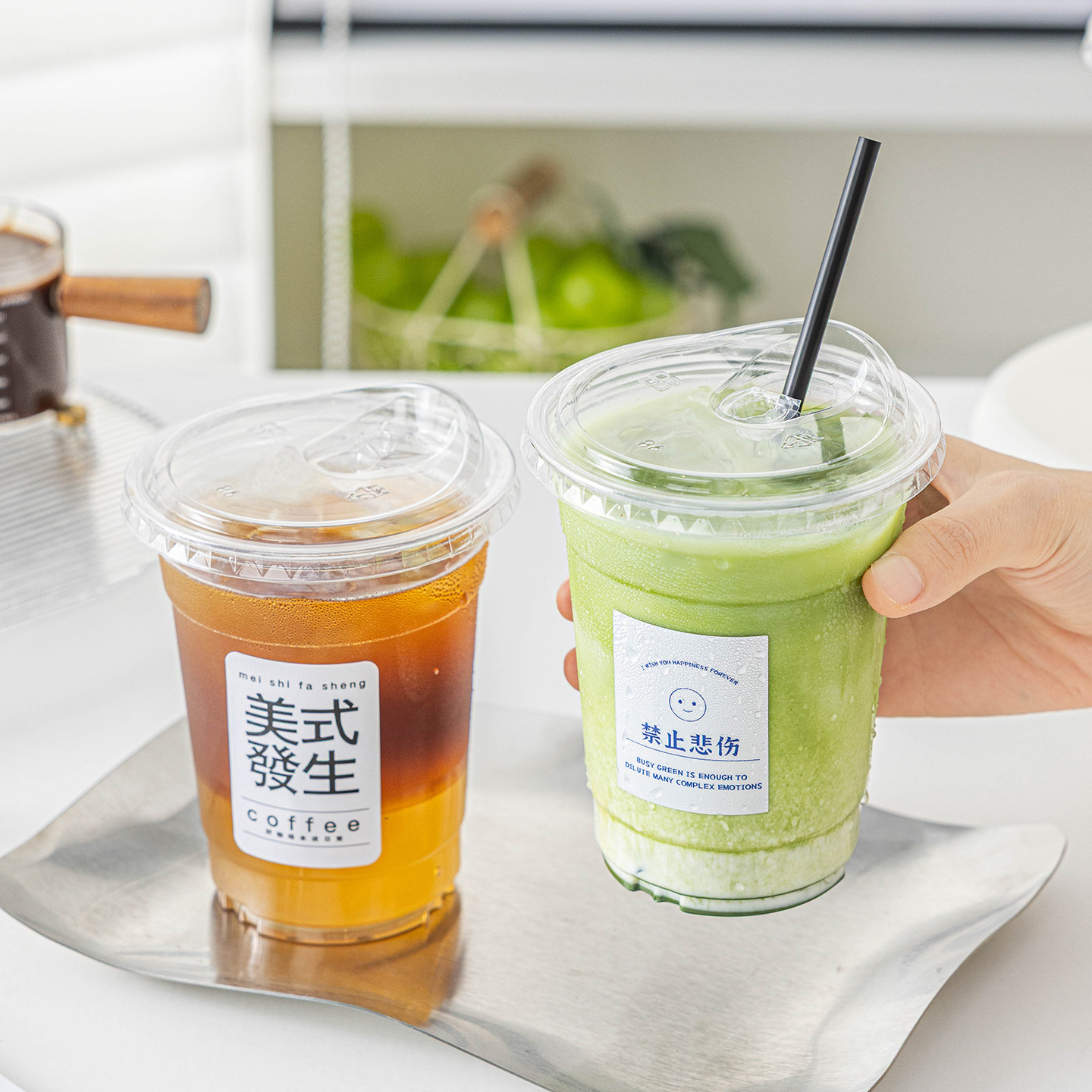 一次性咖啡杯子奶茶带盖pet外出携食品级透明冷饮料塑料果汁加厚