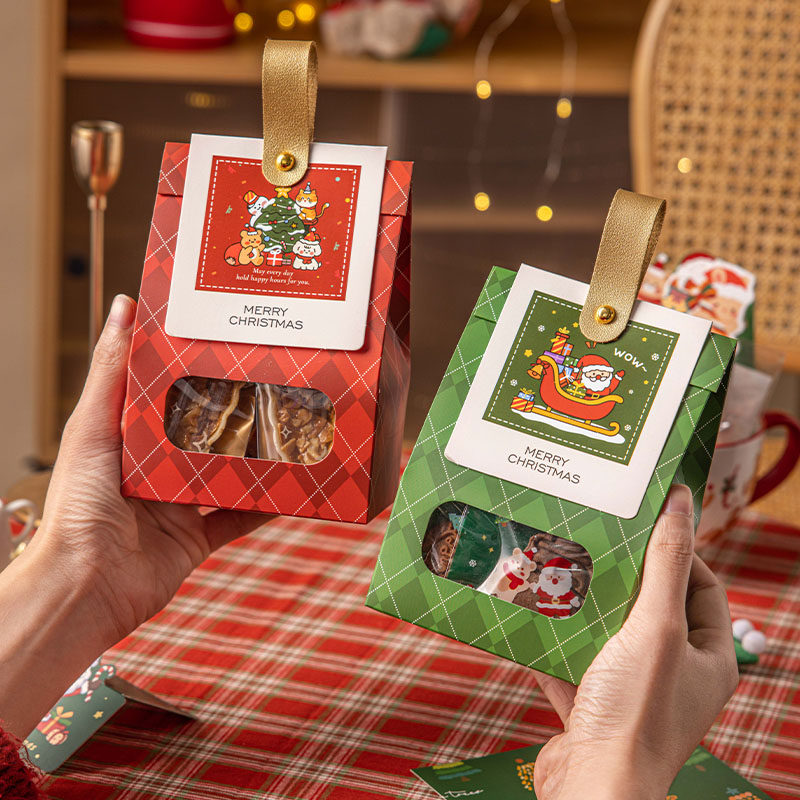 圣诞自立袋礼品袋开窗礼物袋雪花酥饼干苹果礼盒创意包装袋子小号
